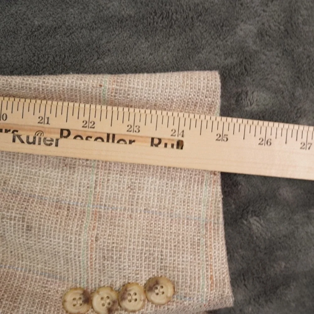 VTG Bill Blass Blazer Mens 42 Long? Sport‎ Coat Beige Textured Linen? USA Made